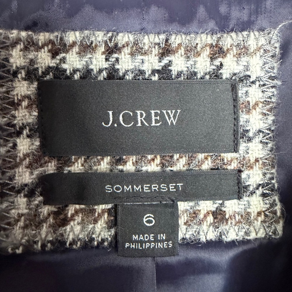 J.Crew Blazer Somerset Moon Wool Houndstooth Office Heritage Workwear Size 6 - Picture 7 of 10